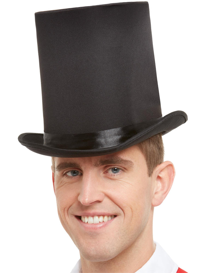 Top Hat Deluxe Black Elastic Inner Rim Adult Costume Accessory 1