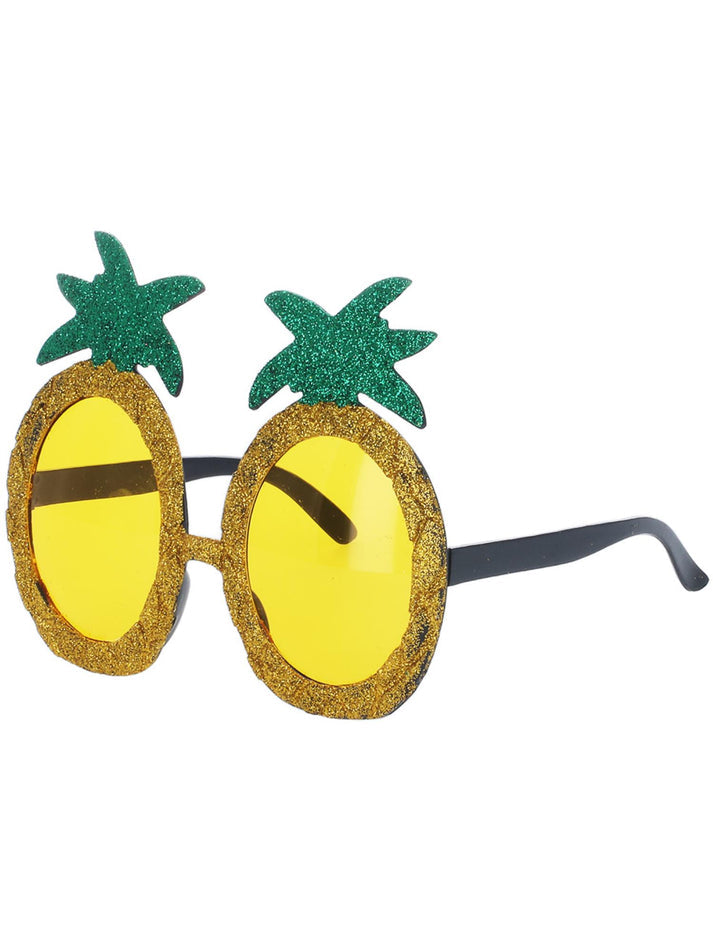 Tropical Pineapple Glitter Glasses Yellow and Green Hawaiian Party Accessory 2