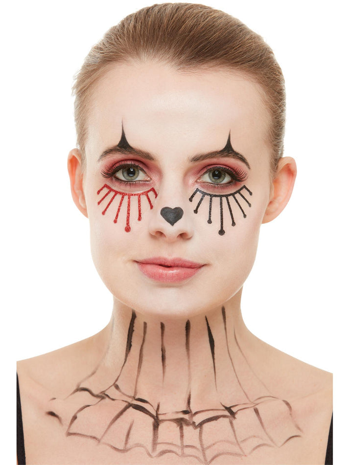Vintage Clown Aqua Make Up Kit White Red Facepaint Stickers Gems Crayon 4
