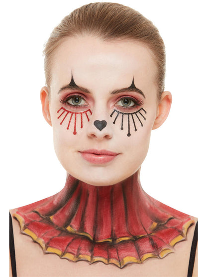 Vintage Clown Aqua Make Up Kit White Red Facepaint Stickers Gems Crayon 5
