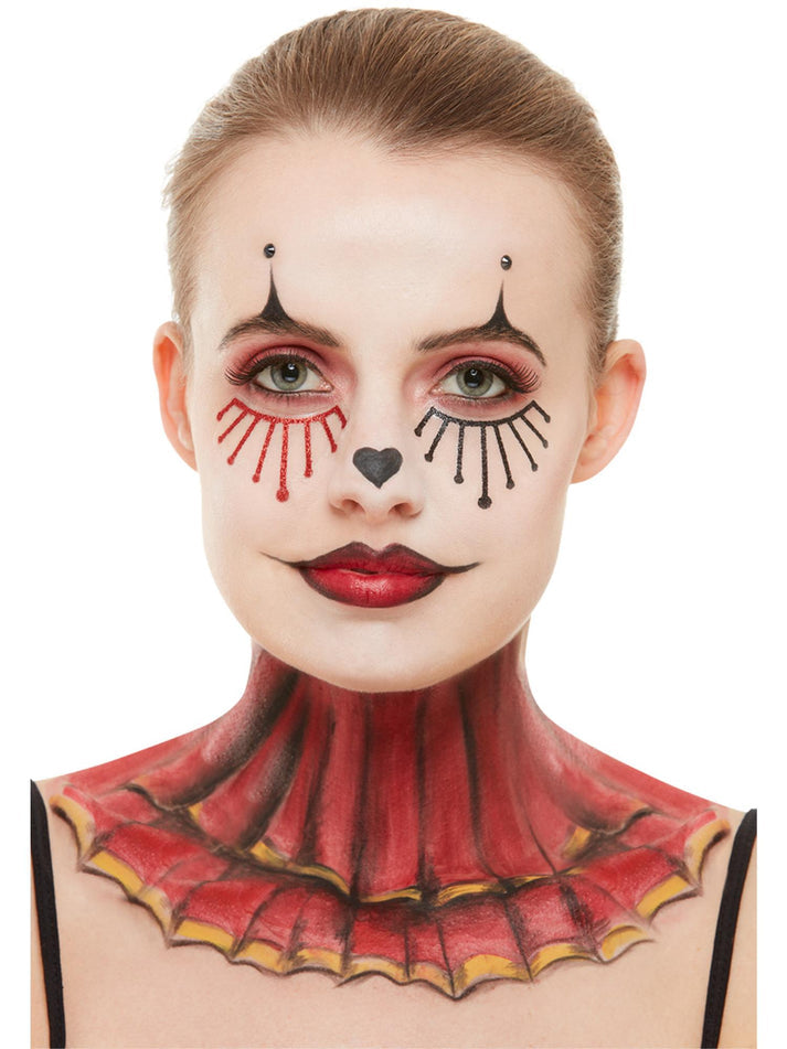 Vintage Clown Aqua Make Up Kit White Red Facepaint Stickers Gems Crayon 6