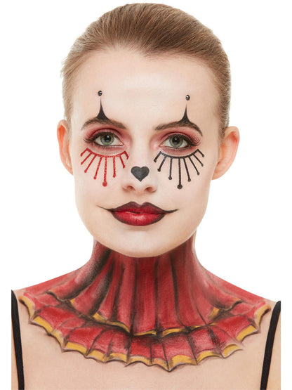 Vintage Clown Aqua Make Up Kit White Red Facepaint Stickers Gems Crayon 6