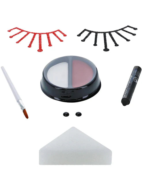Vintage Clown Aqua Make Up Kit White Red Facepaint Stickers Gems Crayon