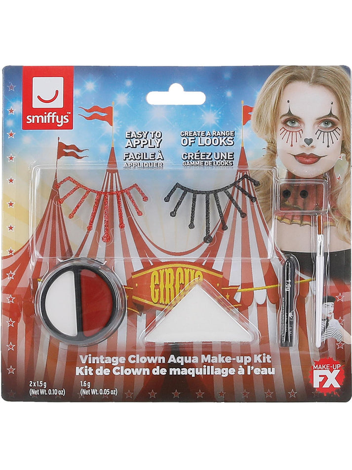 Vintage Clown Aqua Make Up Kit White Red Facepaint Stickers Gems Crayon 1