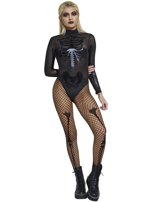 Fever Sheer Skeleton Costume Black