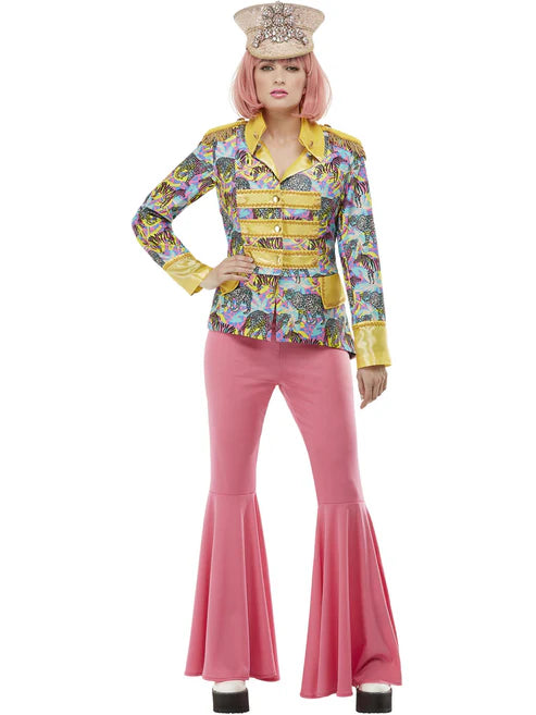 Carnival Jacket Blue and Yellow with Animal Print Design and Gold Trim
