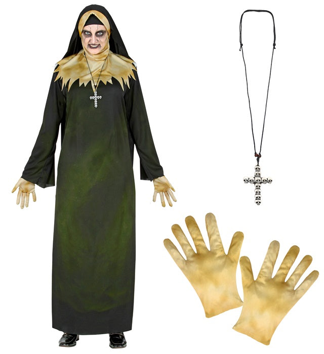 Demon Nun  Tunic, Hood With Collar, Veil Gloves, Necklace 