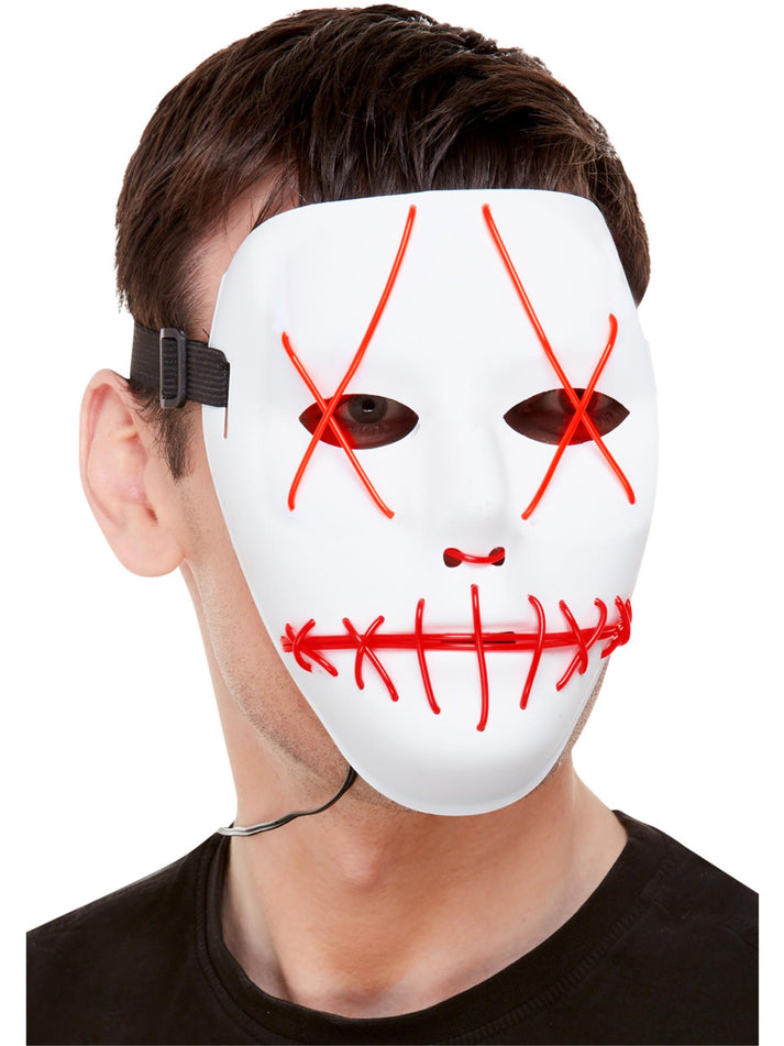 Stitch Face Mask Neon Light Up White with Elastic Strap 2