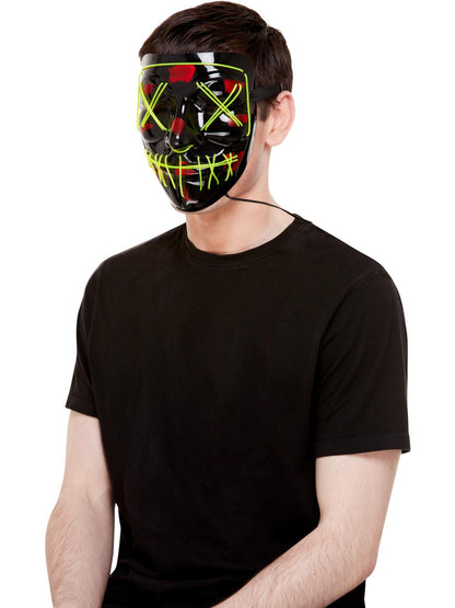 Stitch Face Mask Black Green Neon Light Up Elastic Strap Adult Costume Accessory 2