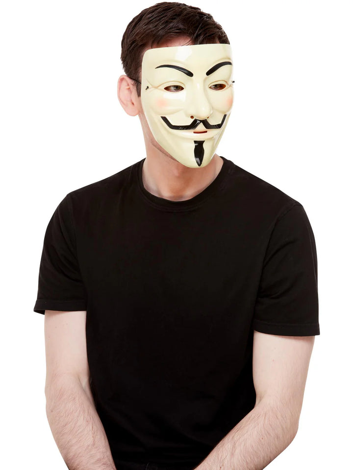 Guy Fawkes Mask Cream Elastic Strap V for Vendetta Adult Costume Accessory