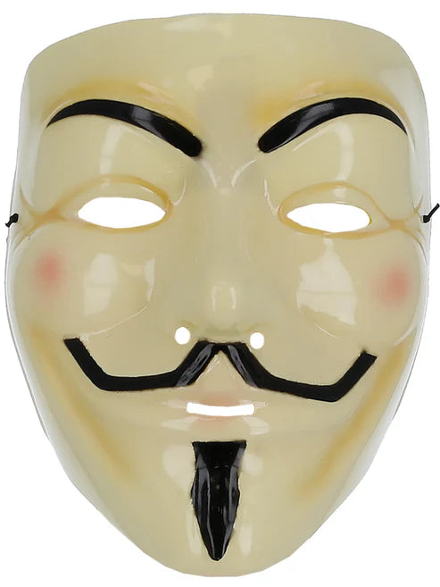 Guy Fawkes Mask Cream Elastic Strap V for Vendetta Adult Costume Accessory