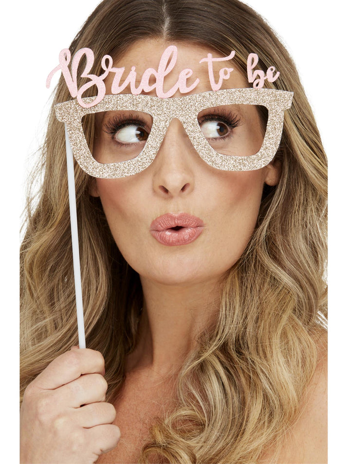 Hen Party Photobooth Kit Gold Coloured 4 Piece Set Bachelorette Party Accessory 1