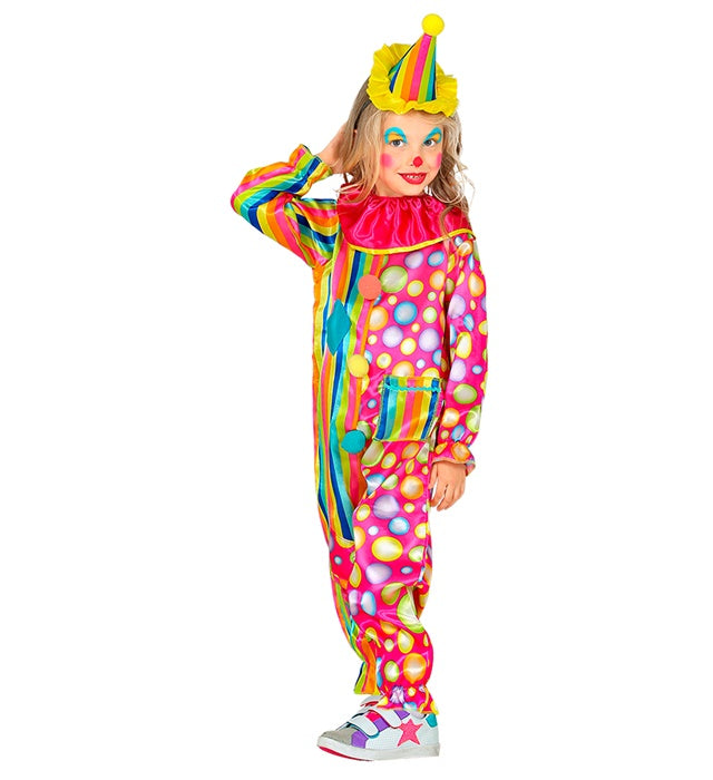 Clown  Jumpsuit With Collar, Mini Hat 