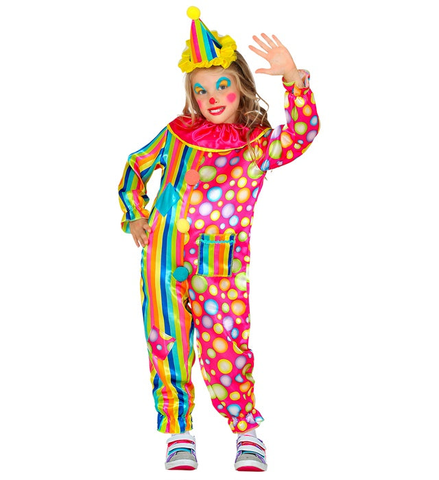 Clown  Jumpsuit With Collar, Mini Hat 