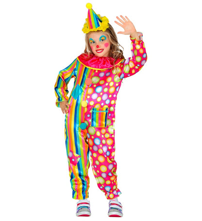 Clown  Jumpsuit With Collar, Mini Hat 