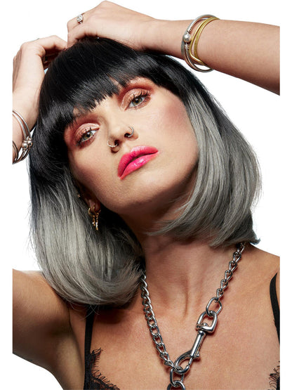 Manic Panic Alien Grey Ombre Glam Doll Wig Bob with Fringe Heat Styleable 2