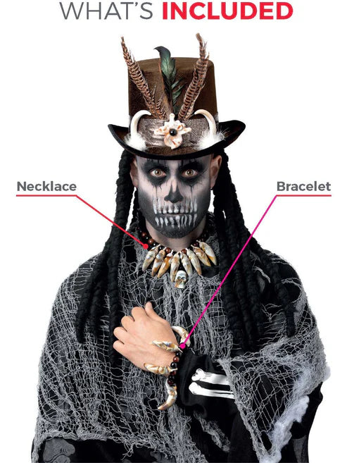 Voodoo Distressed Ivory Jewellery Set Adult