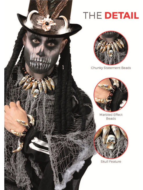 Voodoo Distressed Ivory Jewellery Set Adult