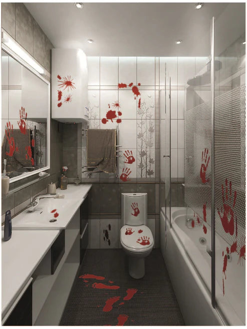 Bloody Floor and Window Sticker 2 Piece Set Red Halloween Party Accessory 4