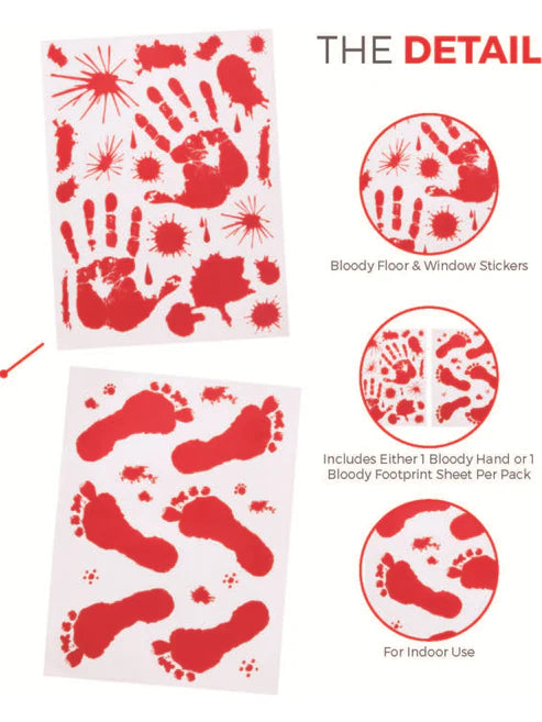 Bloody Floor and Window Sticker 2 Piece Set Red Halloween Party Accessory