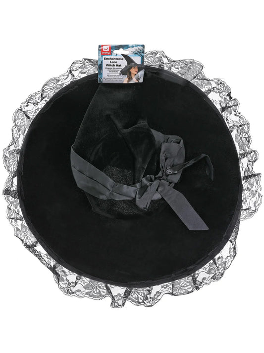 Enchantress Black Lace Witch Hat Adult Halloween Costume Accessory 2