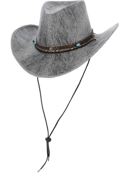Grey Western Distressed Cowboy Hat with Motif Band 2