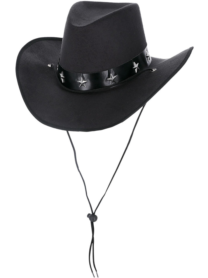 Black Western Cowboy Hat with Star Motif Band Adult Costume Accessory