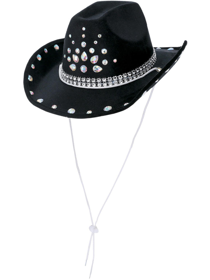 Black Rhinestone Cowboy Hat Adult Costume Accessory 1