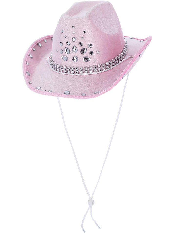 Baby Pink Rhinestone Cowboy Hat Adult Costume Accessory