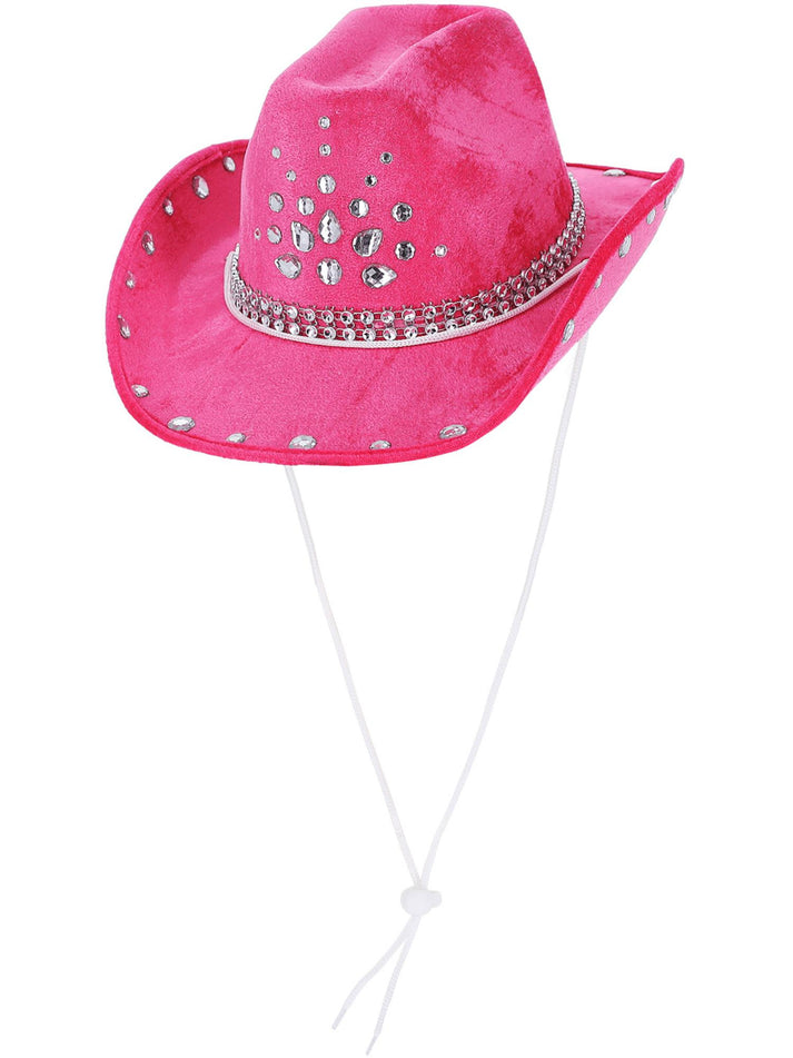 Hot Pink Rhinestone Cowboy Hat Adult Costume Accessory