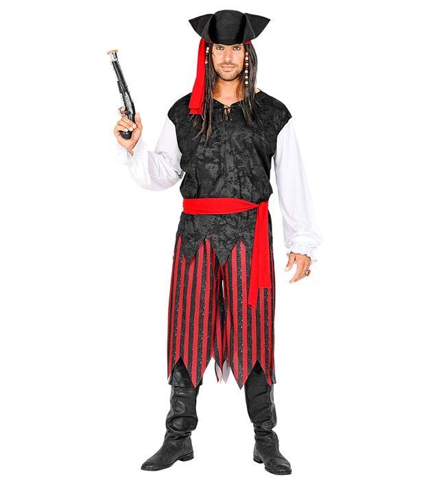 Caribbean Pirate  Shirt With Vest, Pants, Belt, Headband, Hat 