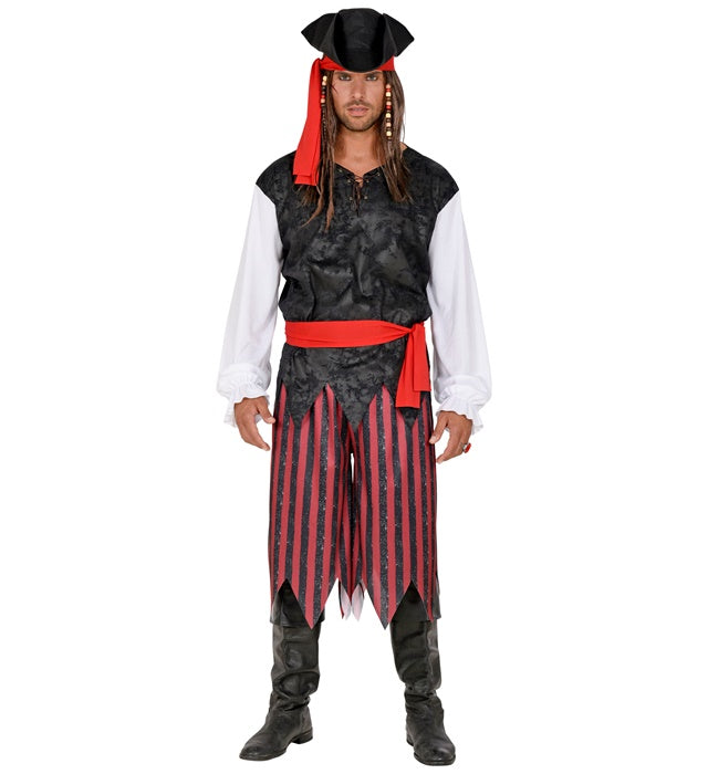 Caribbean Pirate  Shirt With Vest, Pants, Belt, Headband, Hat 