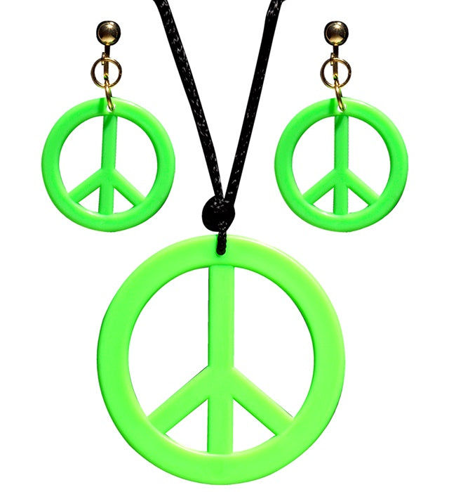 Neon Green Hippie Necklace & Earrings Sets