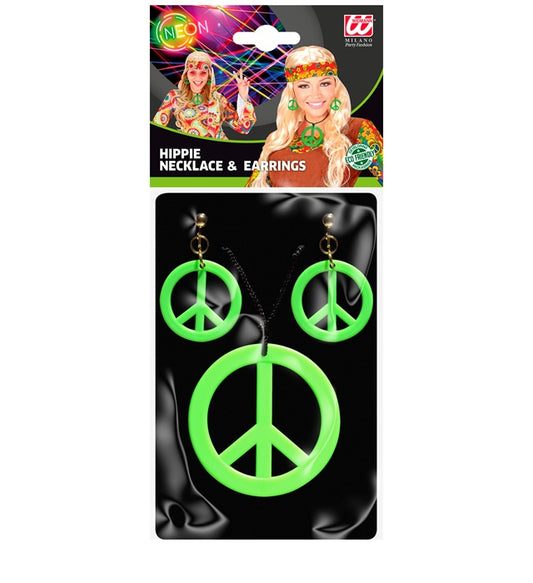 Neon Green Hippie Necklace & Earrings Sets