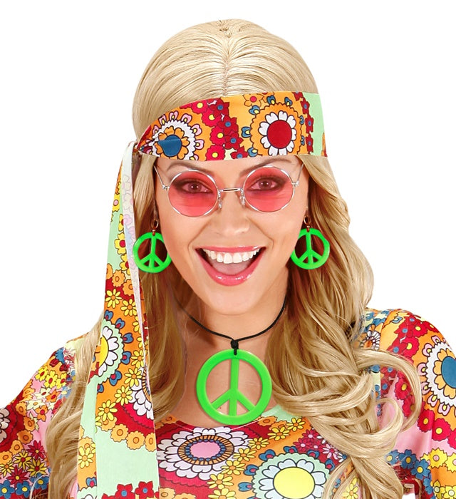 Neon Green Hippie Necklace & Earrings Sets