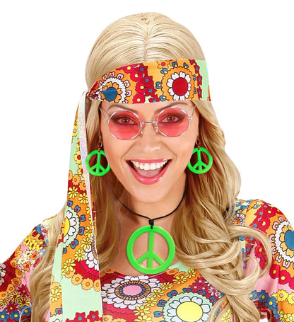 Neon Green Hippie Necklace & Earrings Sets