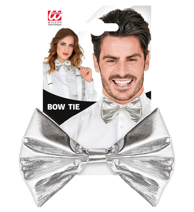 Silver Metallic Bow Tie