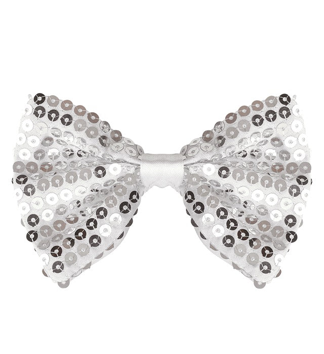 Silver Sequin Bow Tie