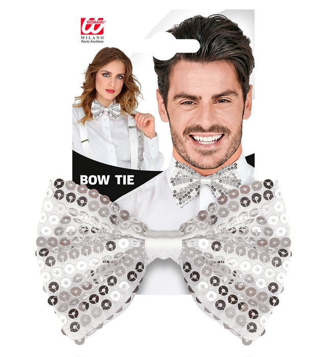 Silver Sequin Bow Tie