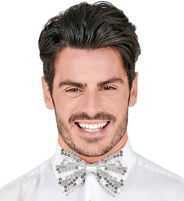 Silver Sequin Bow Tie