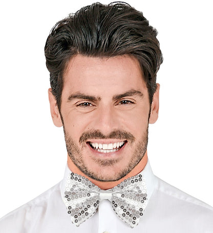 Silver Sequin Bow Tie