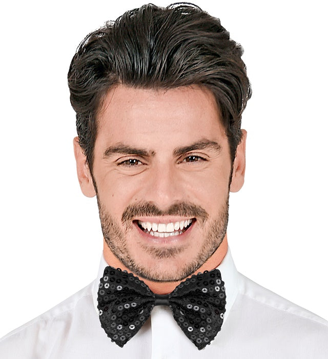 Black Sequin Bow Tie