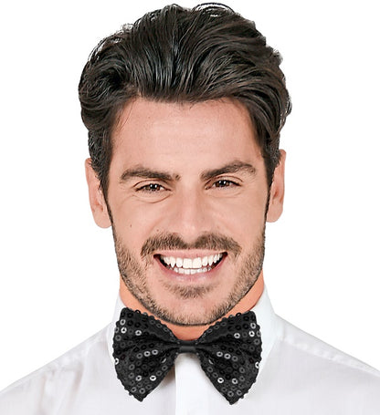 Black Sequin Bow Tie