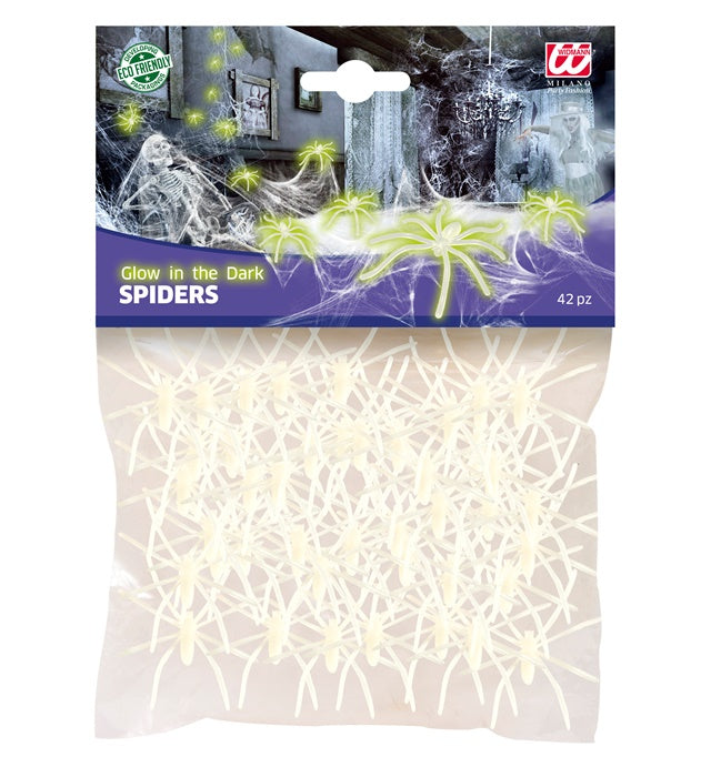 Set Of 42 Glow In The Dark Spiders