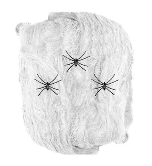 50 G White Spiderweb With 3 Spiders