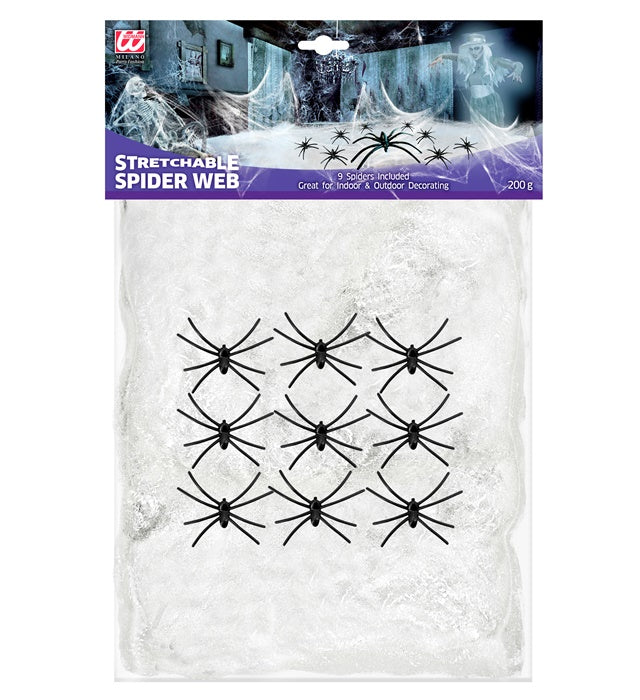 200 G White Spiderweb With 9 Spiders
