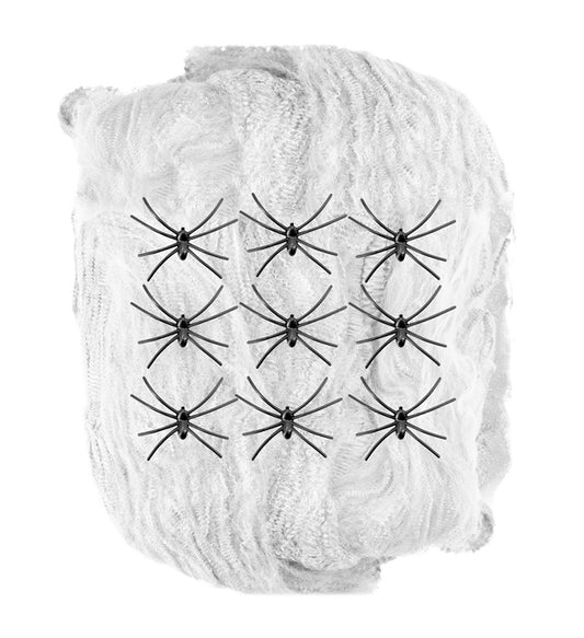 200 G White Spiderweb With 9 Spiders