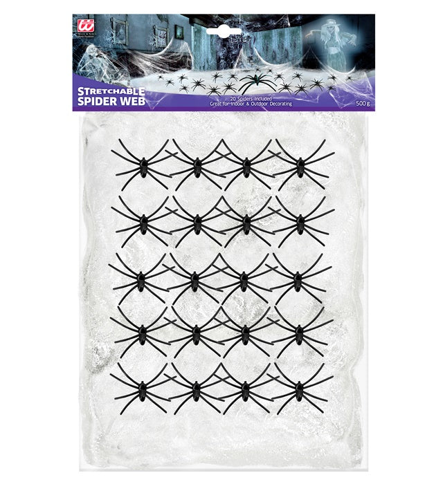 500 G White Spiderweb With 20 Spiders