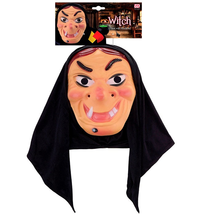 Witch Mask With Headscarf Plastic