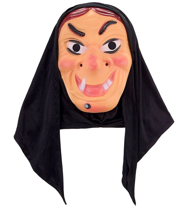 Witch Mask With Headscarf Plastic